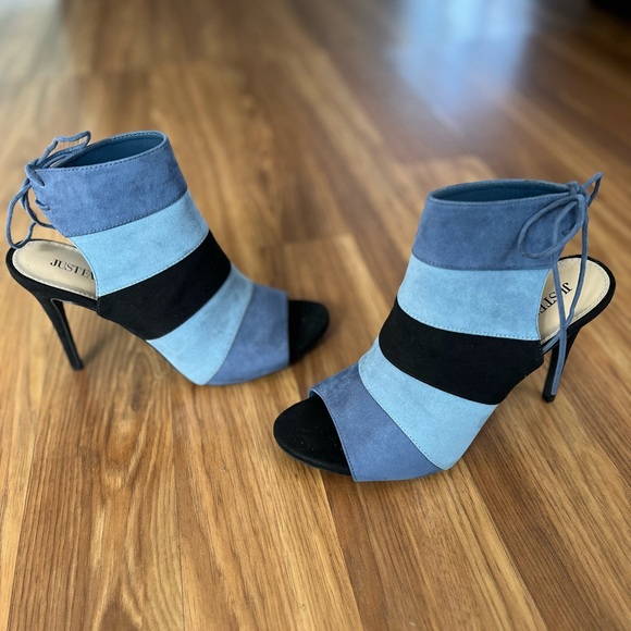 JustFab Shoes - JustFab Women's Blue and Black Colorblock Heels